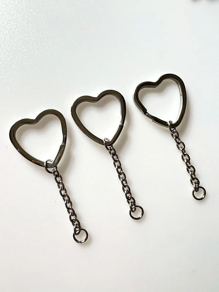 거울 광택 스테인레스 스틸 귀여운 하트 키 링, DIY 만들기 키 체인 용품 쥬얼리 파인딘, 4cm 익스텐더 포함, 30mm 20 개