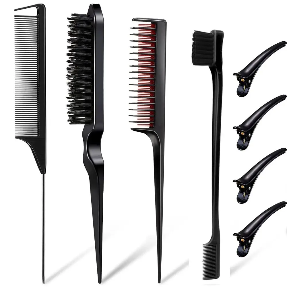 

8pcs Smooth Hair Styling Comb Set Double Sided Durable Edge Brush Multi-Functional Comfortable Hairdressing Tools Women