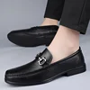 Cow Leather Men Metal Buckle Low Heel Loafers Fashion Handmade Moccasins Soft Leather Slip on Flats Man Footwear Driving Shoes 4