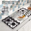 Gas Cooktop, SIMOE Gas Stove Top Bulit-in with 4 Burner, Stainless Steel, NG/LPG Convertible Gas Hob with Cast Iron Grill/Griddl 6