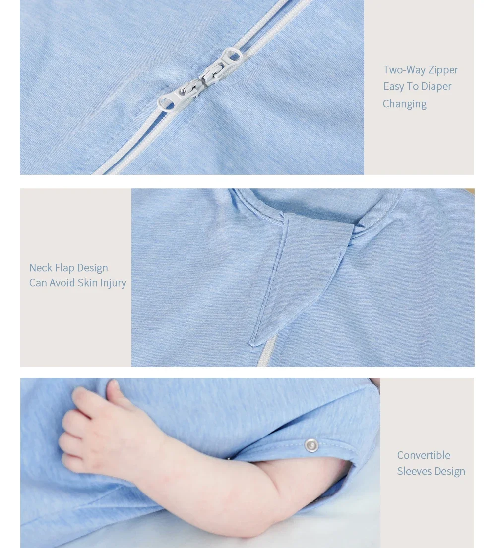 INSULAR Newborn Cotton Sleeping Bags Baby Anti-startle Wrap Blanket Infant Sleepsacks Baby Sleepwear Double Zipper Four Seasons 4