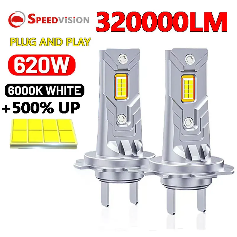

H7 LED Headlight Bulb 620W 320000LM 6000K CSP Car Headlamp Auto h7 Canbus H8 H11 9005 9006 HB3 HB4 Turbo Fog Led 12V Automobile