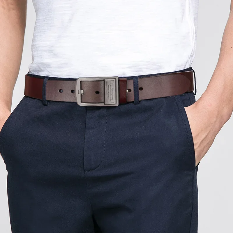 Men's Fashionable Silver Buckle Leather Belt - Trendy & Versatile Luxury Accessory
