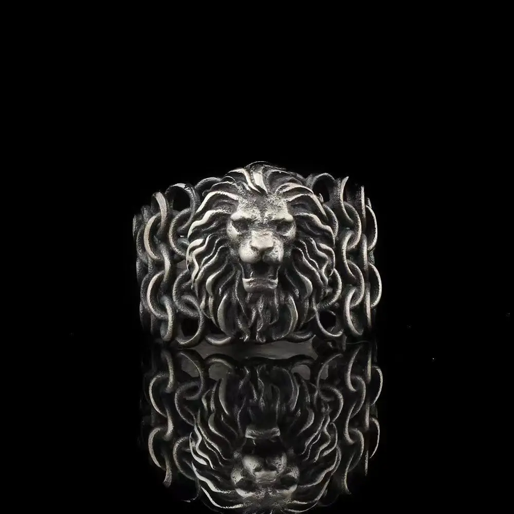 

Black Punk Style Lion Fashion Men's Ring European Style Men's Ring Simple Design Personality Alloy Ring for Party