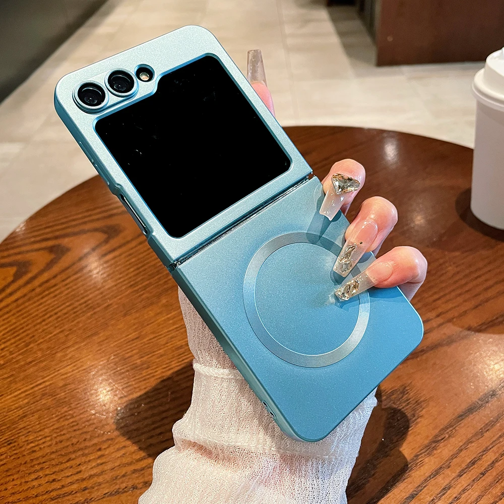 Matte Glass Lens Shockproof Magnetic Case with Magsafe Wireless Charging and Metallic Paint Finish