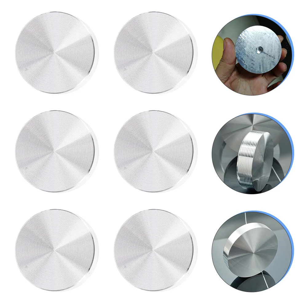 

6 Pcs Solid Aluminum Cake Glass Table Tops Disc Adapter Silver Discs Circle Mat Dish