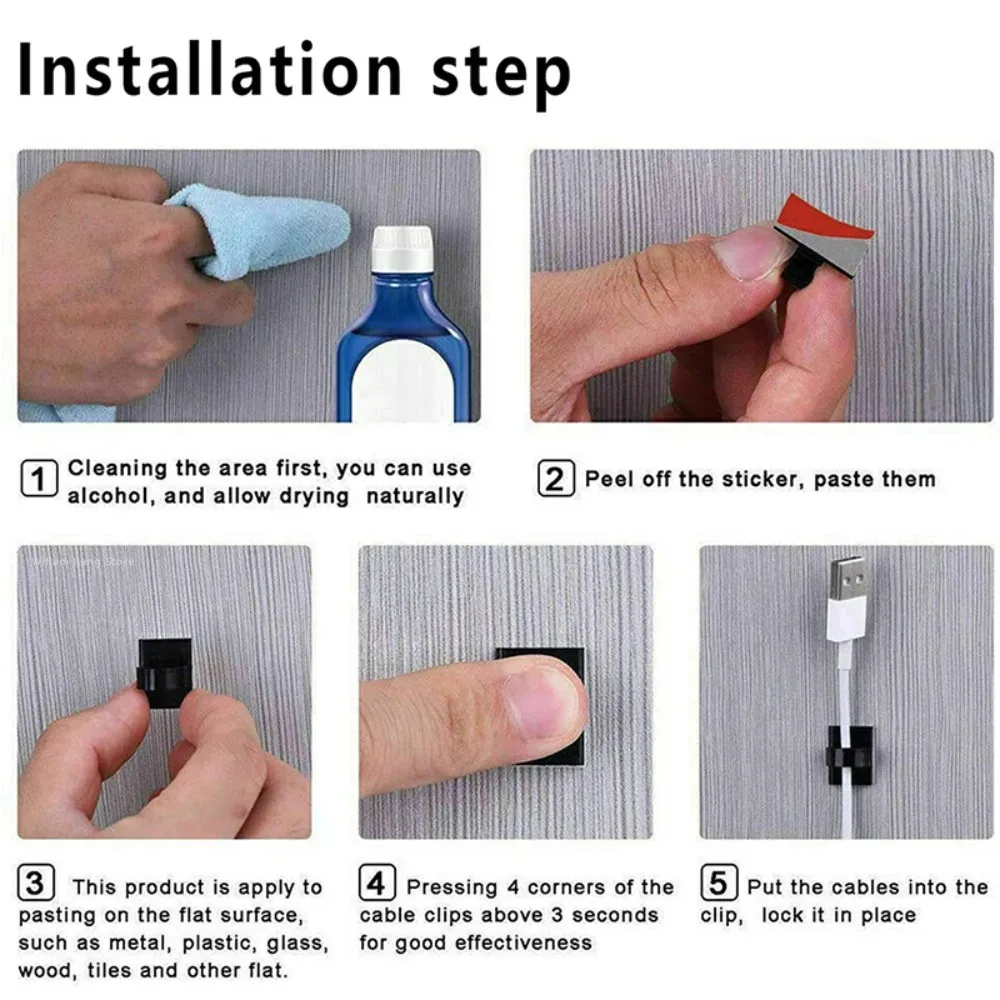 5/50PCS 케이블 관리 클립 가이드 라인 와이어 정렬 보호기 고정 장치 코드 홀더 클리어런스 와인더 클립 아타셰 홈