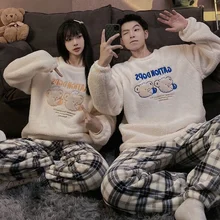 

Winter Thickened and Warm Couples Pajamas Women's Autumn Men's Suit Women Nightgown Night Gown Sleep Tops Sleepwear Robe Sets