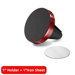 Universal Magnetic Car Phone Holder - Air Vent Mount Stand (Red)