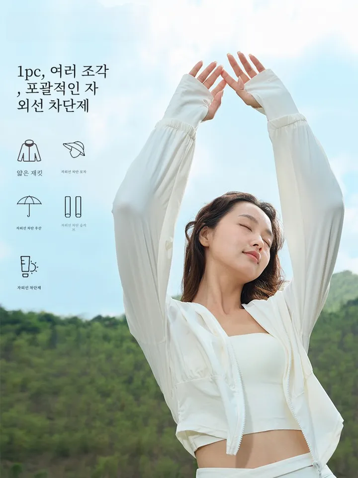 FinelyCup 여성용 UPF50+ 후드 자외선 차단 의류 오리지널 디자인 나일론 소재 슬림 피트 긴 소매 여름 자외선 차단