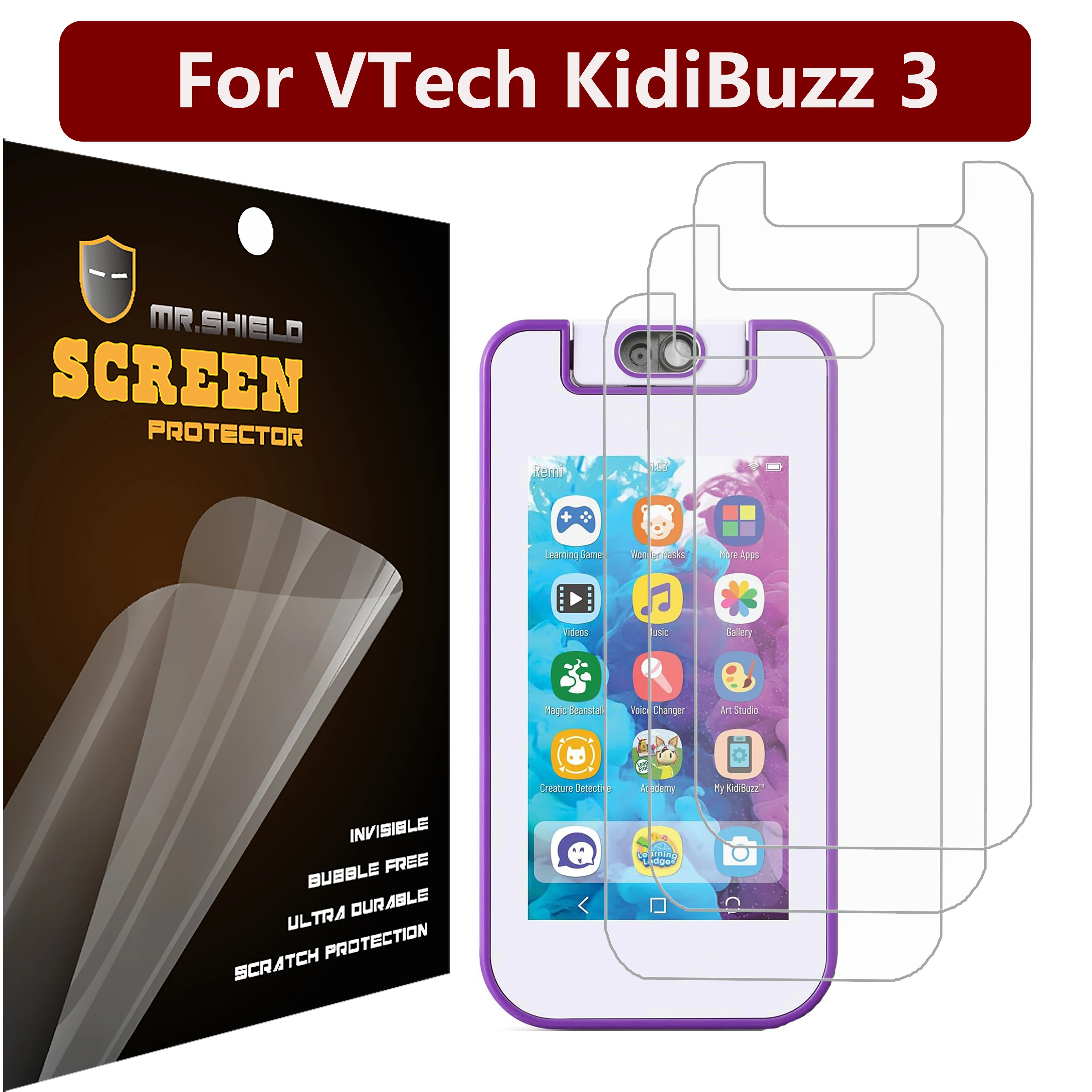 

Mr.Shield Screen Protector Compatible with VTech KidiBuzz 3 Premium Clear [3-Pack] (PET Material)