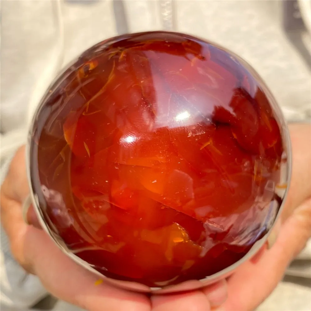 Rare Natural Red Carnelian Agate Ball Sardonyx Quartz Crystal Sphere Healing Natural Stones and Minerals
