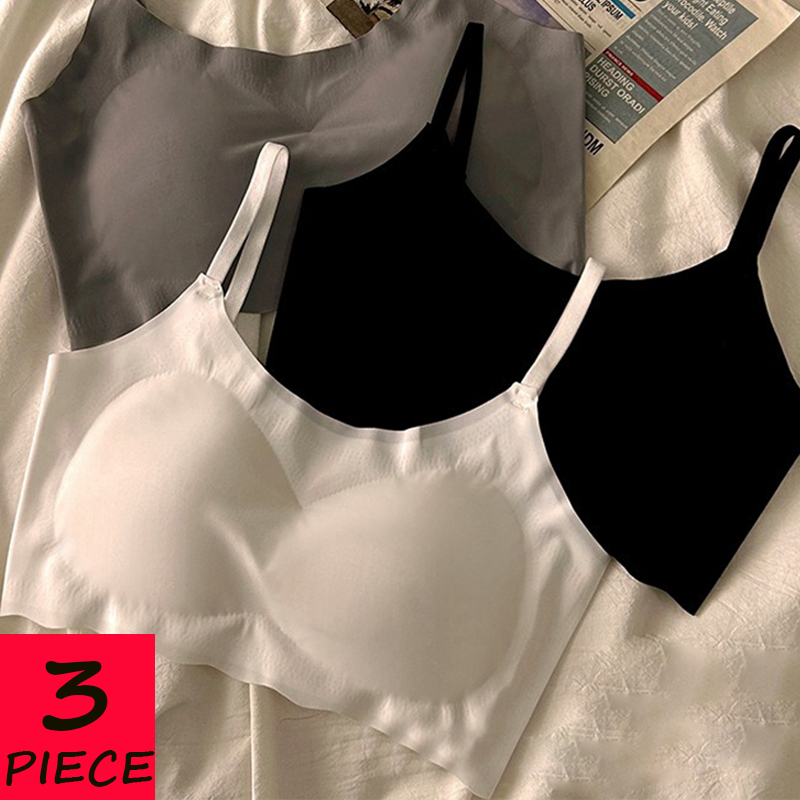 3PCS/SET Women Seamless Bra Padded Vest Bras Push Up Lingerie Girl's Bralette Sleep Top Adjustable Shoulder Strap Underwear