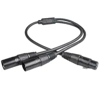 Professional Female to Male XLR 3 Pin Cable 1 to 2 Zinc Alloy Y Splitter Cord Foil Braided Shielded Microphone Line Amplifier