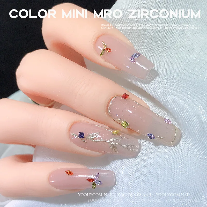 50PCS Glitter Mix Color Mini Zircon Micro Square Rect Drop
