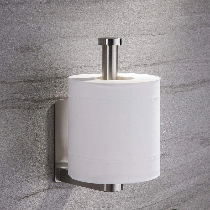 Portarotolo di carta igienica da parete in acciaio inossidabile portarotolo  di carta igienica autoadesivo nero argento per portasciugamani da parete  per bastone da bagno