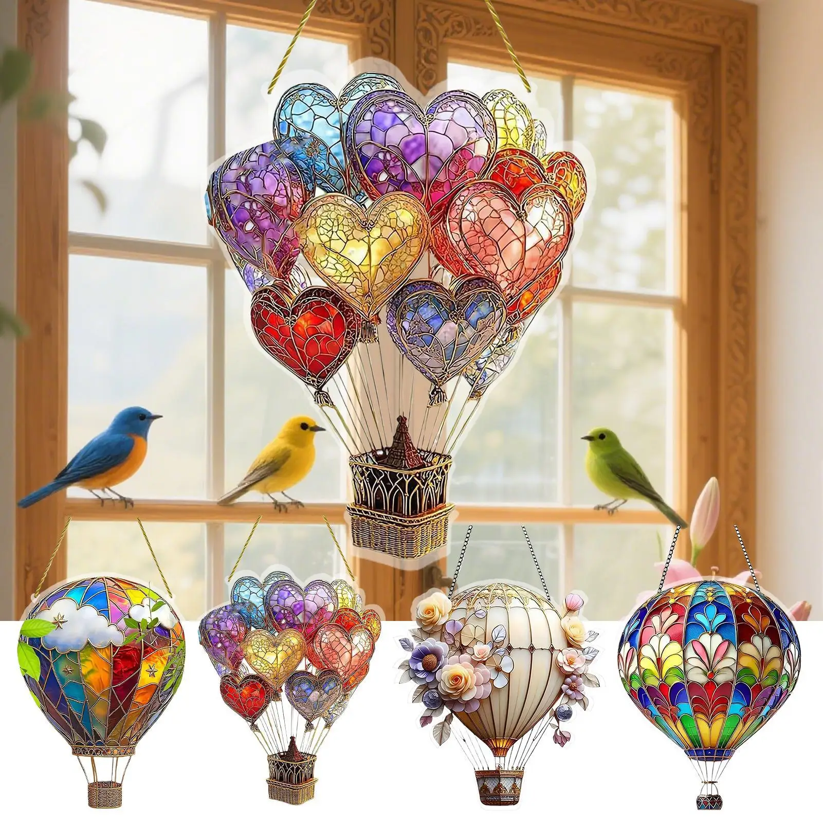 1pcs Hot Air Balloon Sun Catcher Acrylic Wall Hangable Colored Decor Indoor Window Decor Hangable Art For Indoor Outdoor