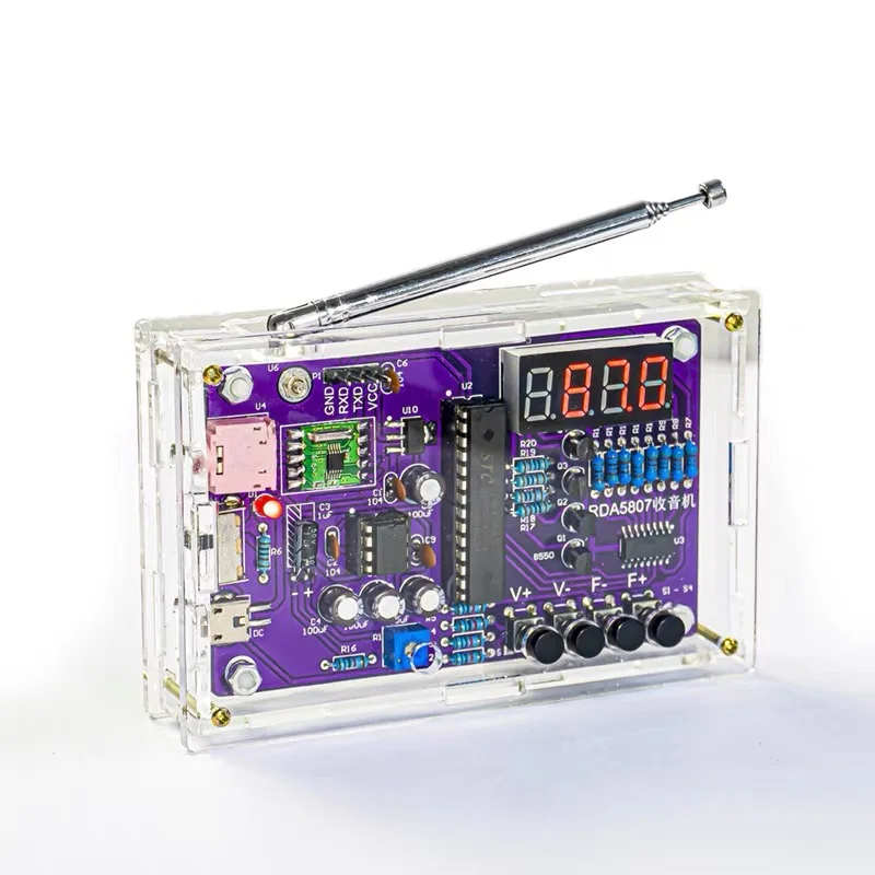 DIY FM Radio Electronic Kit 87-108MHz Adjustable Frequency Digital Display Soldering Project Practice Solder RDA5807S