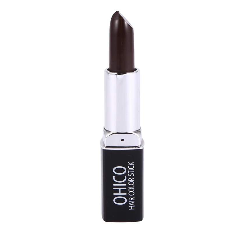 3X Ohico Natural Plant Extracts Lipstick Shape Hair Dye Pen Covering White Hair Disposable Color Stick Dark Brown