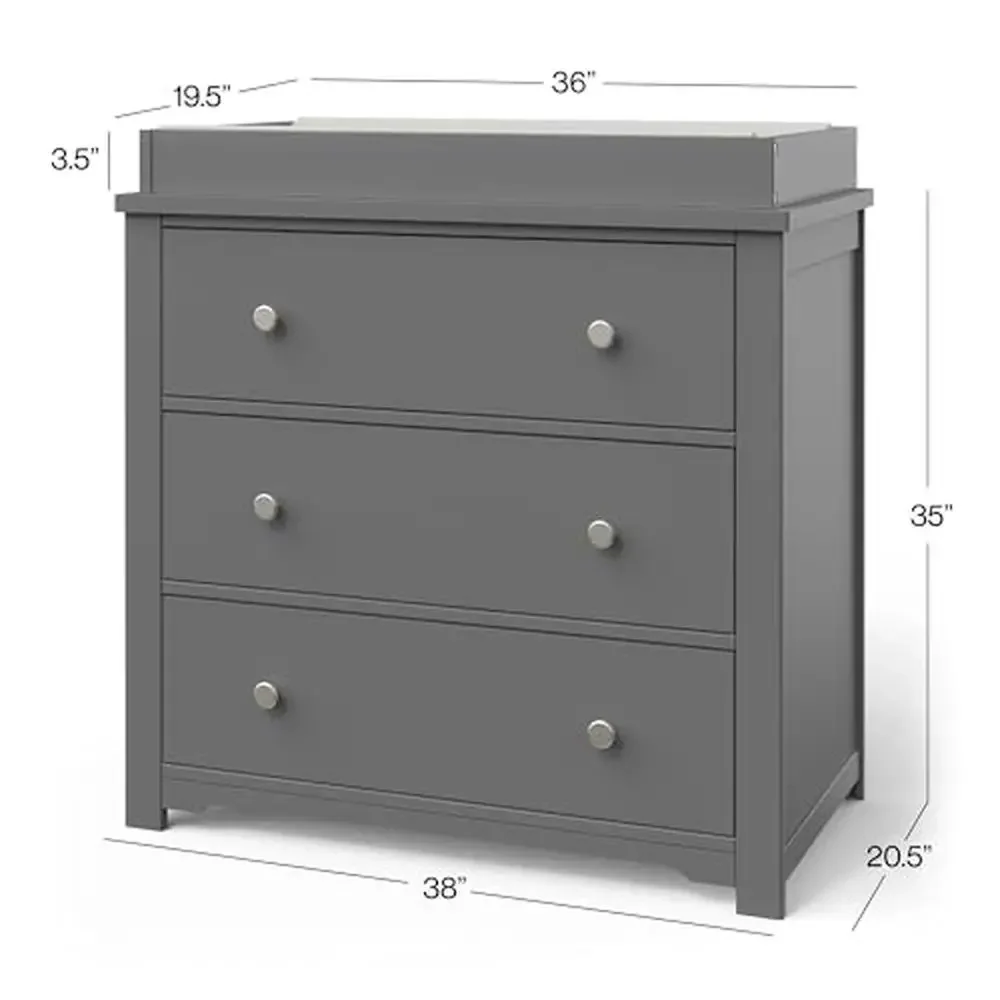 2-Piece Camden Nursery Set Convertible Crib & 3-Drawer Dresser Cool Gray Grows with Baby Sturdy Pine Wood Neutral Finishes Safe 6