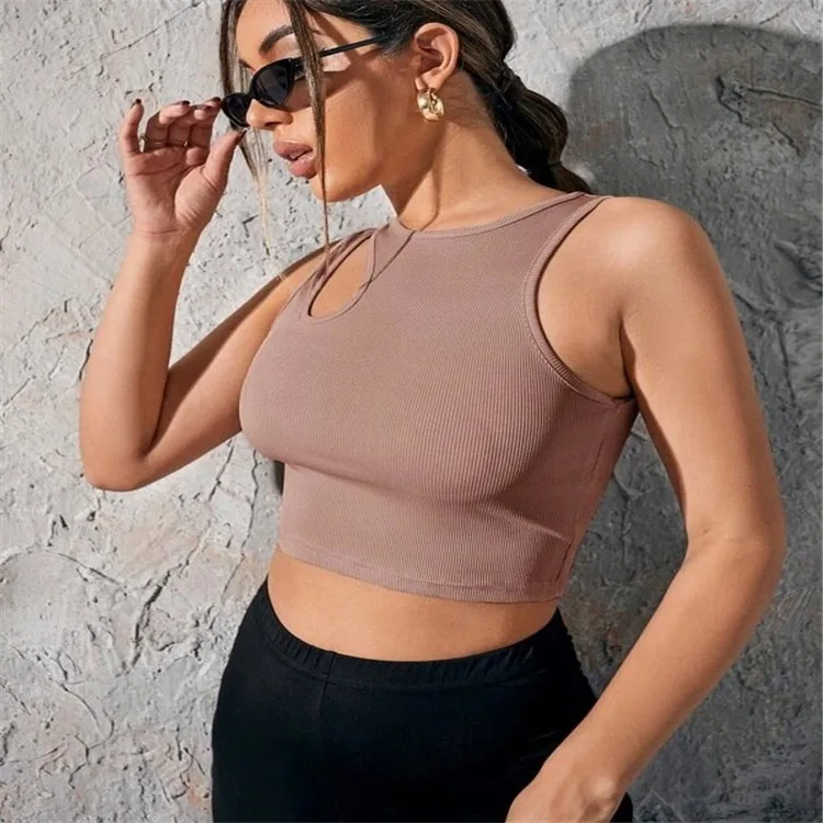  Sexy Rib-knit Tank Top for Women Summer Solid O-neck Sleeveless Crop Tops Street Vintage Korean Fashion Shirt Vest Y2K Clothes 