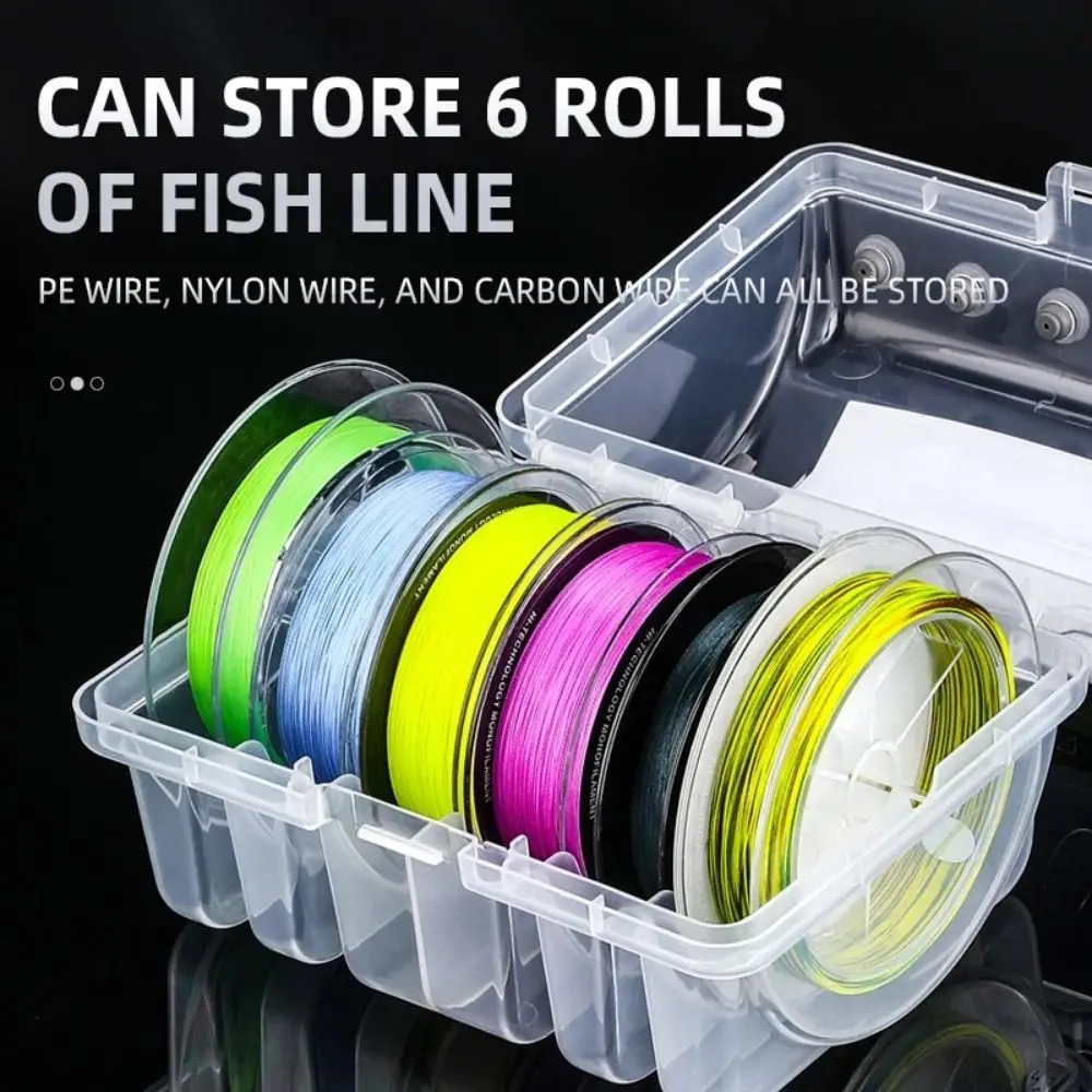 

PP Fishing Tackle Box 6 Compartments Large Capacity Soft Fishing Line Storage Case Portable Transparent Fishing Line Storage Box