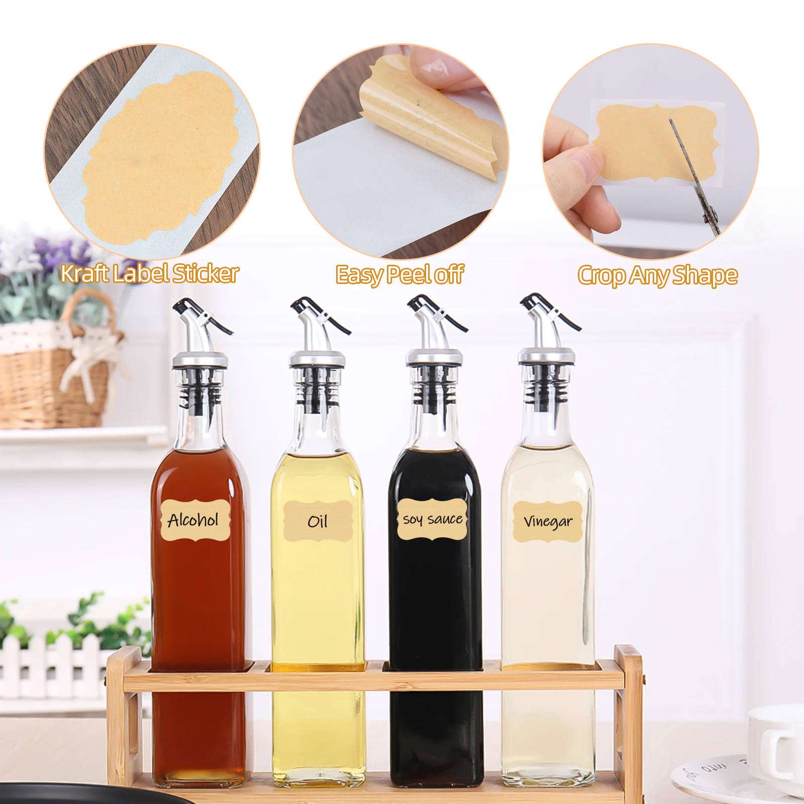 2Rolls 500pcs Kitchen Glass Spice Sticker Jar Sticker Waterproof Kitchen Label Blackboard 1pc Black Marker