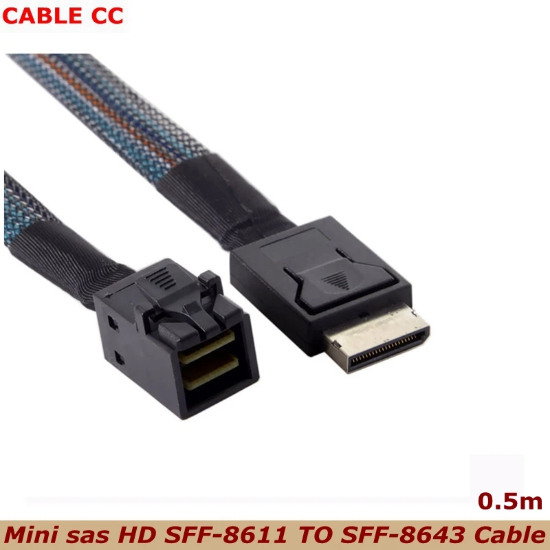 

0.5m New High Quality PCIe PCI-Express SFF-8611 4i to SFF-8643 HDD SSD Data Active Backplane-Target Cable High Definition