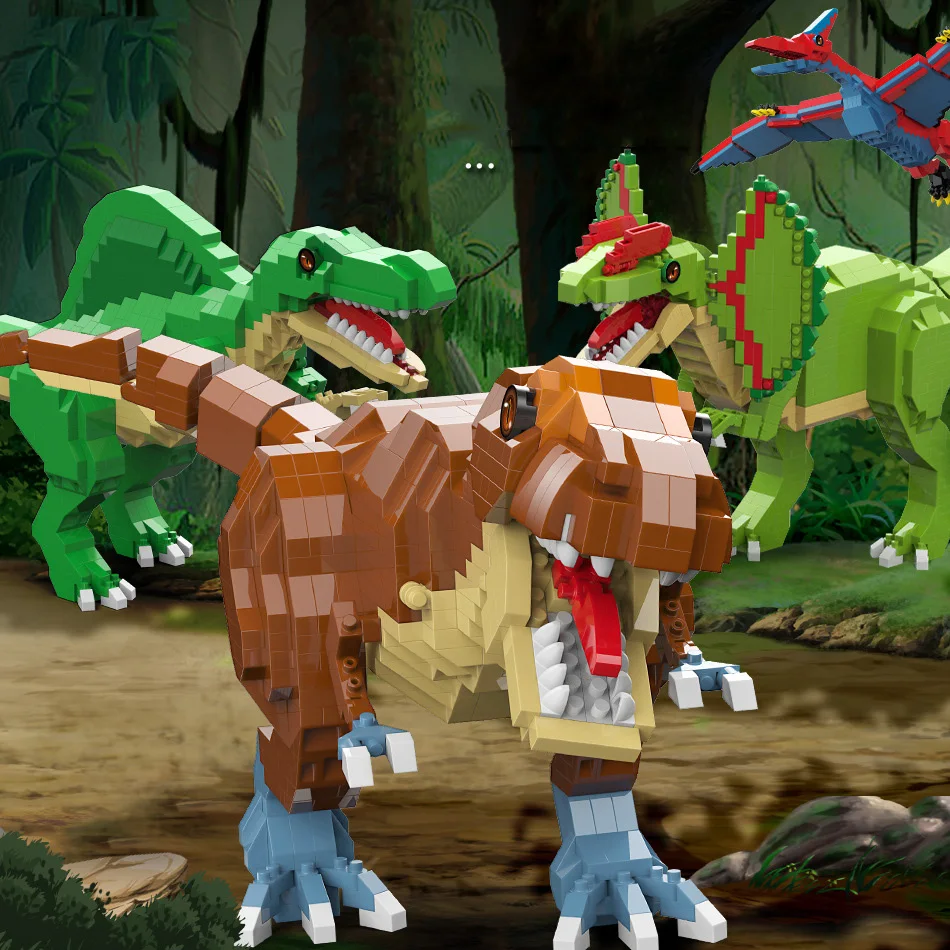 Film Jurassic Dinosaur World Nanobrick Tyrannosaurus Rex Micro Micro Diamond Block Triceratopo Giocattolo Torvosaurus Brick