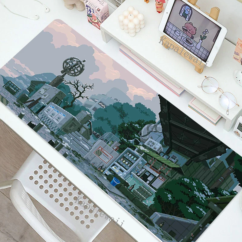 Large Kawaii Gaming Mouse Pad – Pixel Art Anime Design, XXL Extended Mat