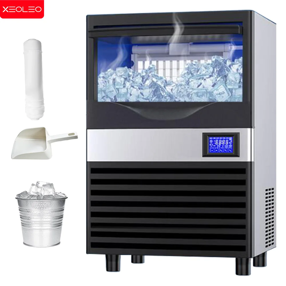 Xeoleo 176lbs Electric Ice Maker 80KG/24h Commercial Snow Milk Cube Ice Machine 176lbs Household Milk Tea Shop Equipment 2