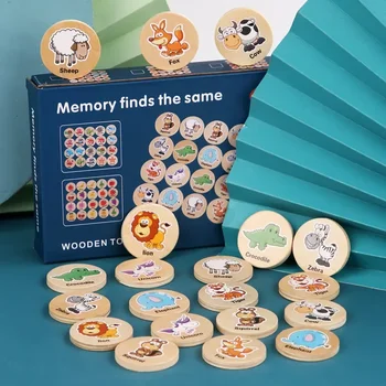 Find The Same Pattern Puzzle Game Kids Cartoon Animal Memory Chess Thinking Training Children Montessori Educational Wooden Toys 1