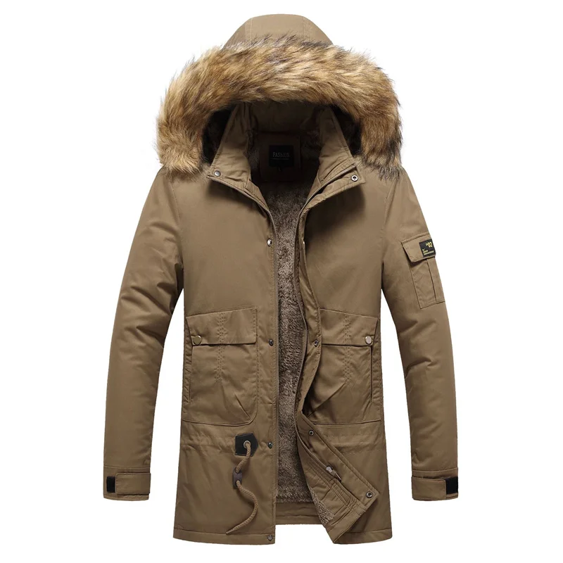 

2023 New Men Long Parkas Fur Collar Warm Coat Winter Casual Hooded Windproof Jacket Coats Male Thicken Cotton Mens Parka Jackets