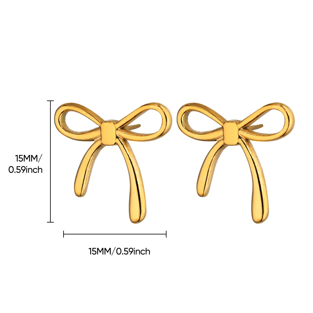 Stainless Steel Earrings Thin Bowknot For Women Jewelry