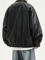 MENS CASUAL OUTDOOR PU LEATHER WATERPROOF  WINDPROOF  JACKET FOR SPRING AUTUMN 2
