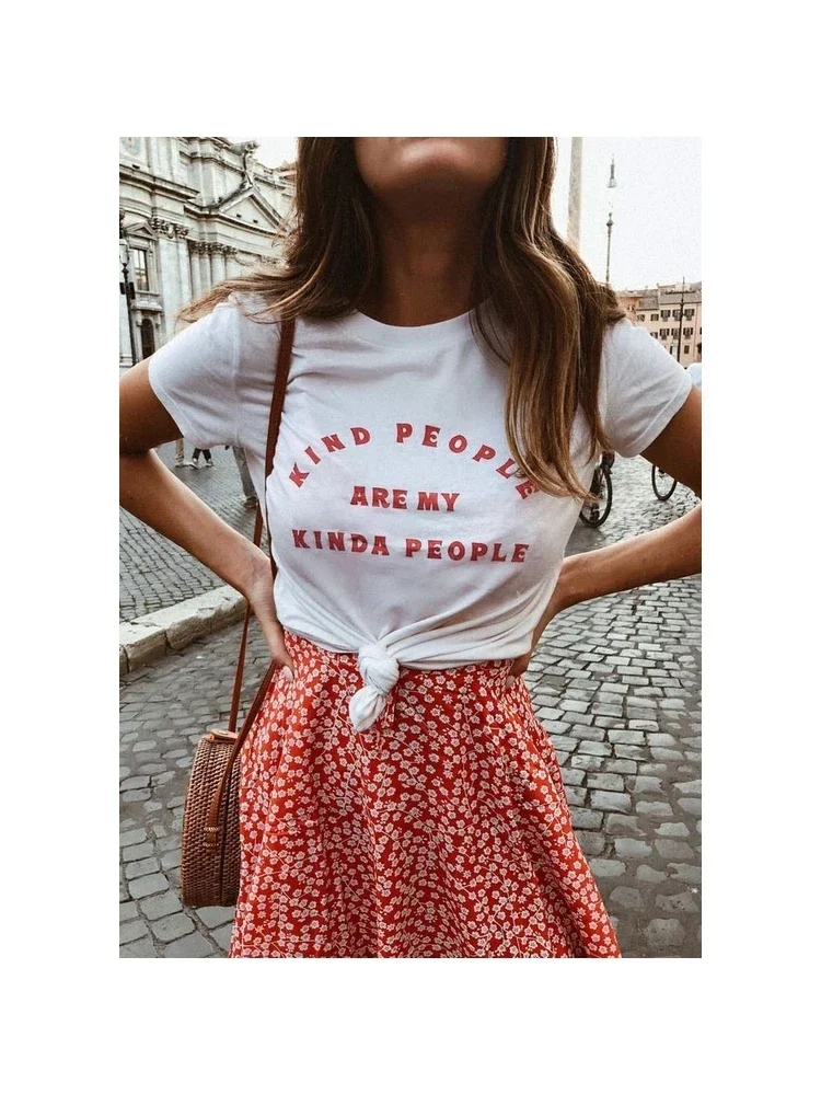Kind People Are My Kind People T-Shirt Young Ladies Women Fashion Anni '90 Girl Gift Slogan Femiste Tees Quote Tops