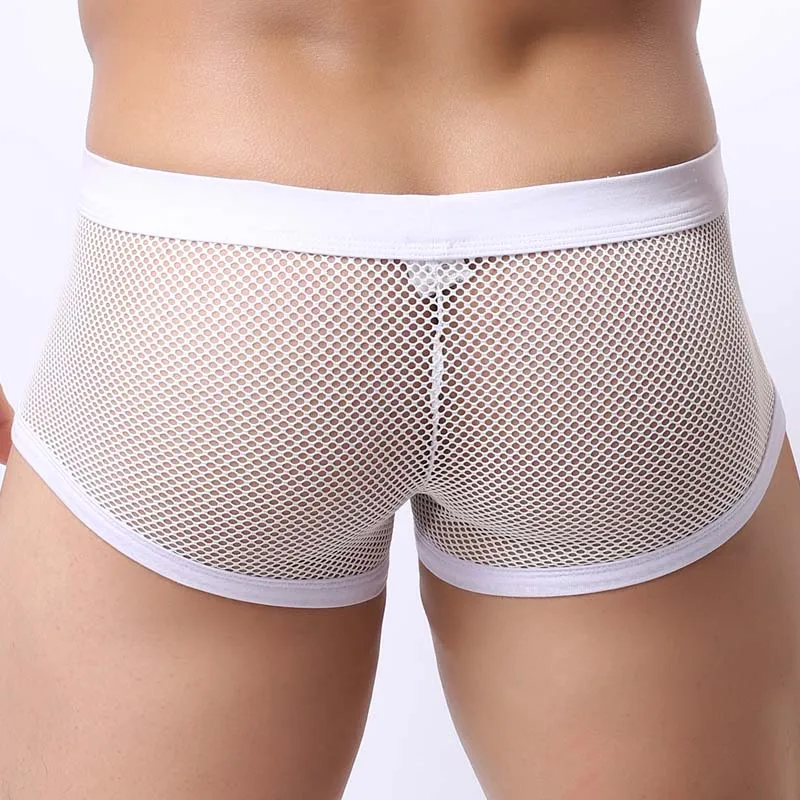 BRAVE PERSON Men Mesh Boxers Underwear Sexy Bulge See-through Penis Pouch Low Waist Male Panties Erotic Transparent Man Lingerie 6