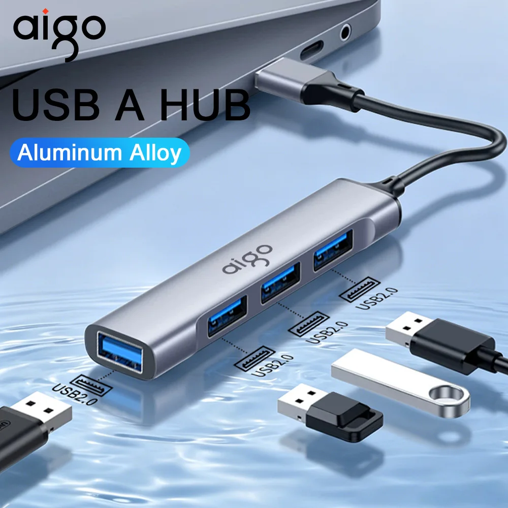 Aigo USB-A 4-in-1 Portable Aluminum Hub Docking Station