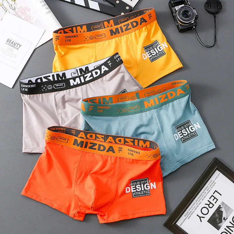 4 pcs/lot  New Brand DESIGN Boxer Men Underwear Cotton Bermuda Ropa Interior Mens Boxers Cuecas Masculinas Man Calzoncillos fashion unique original design men s underwear low waist sexy pu boxers leather boxers stage performance