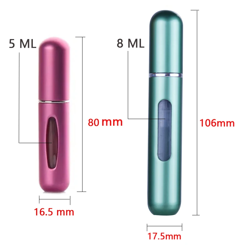 5ML/8ML Portable Travel Mini Small Container Aluminum Purse Tester Decant Perfume Roller Bottle Dispensing Tool Refillable Spray