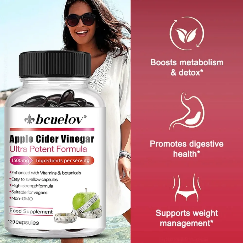Apple Cider Vinegar Extra Strength Non-GMO,Vitamin,Supports Nervous System Health,Immunity,Metabolism,Detoxification,Digestion