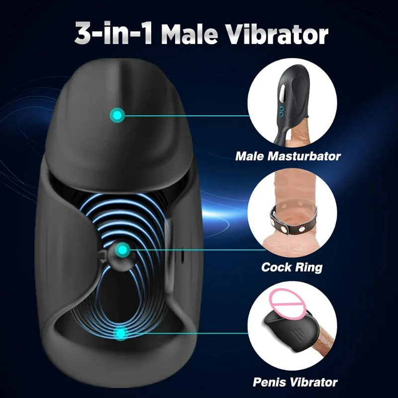 Male sex toys glans vibrator penis exerciser massager adjustable male masturbation cup masturbator delayed ejaculation trainer sex toy for men
