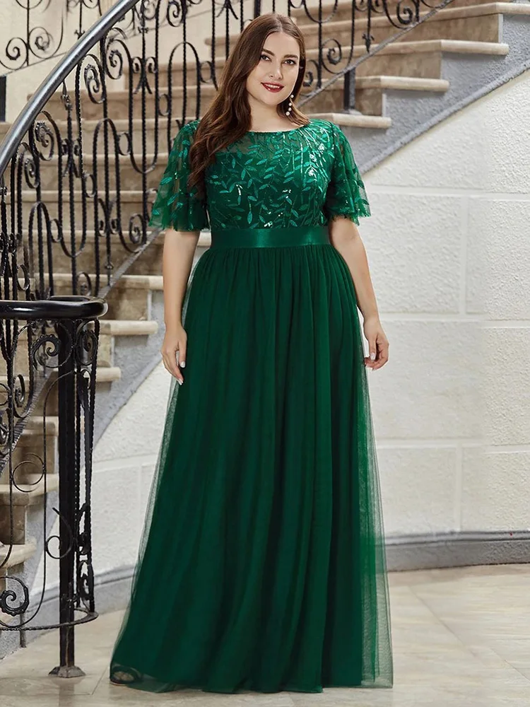 5XL 6XL Plus Size Luxury Evening Party Women Long Dresses 2023 New Summer Elegant Mesh Sequin Embroidery Formal Wedding Clothing