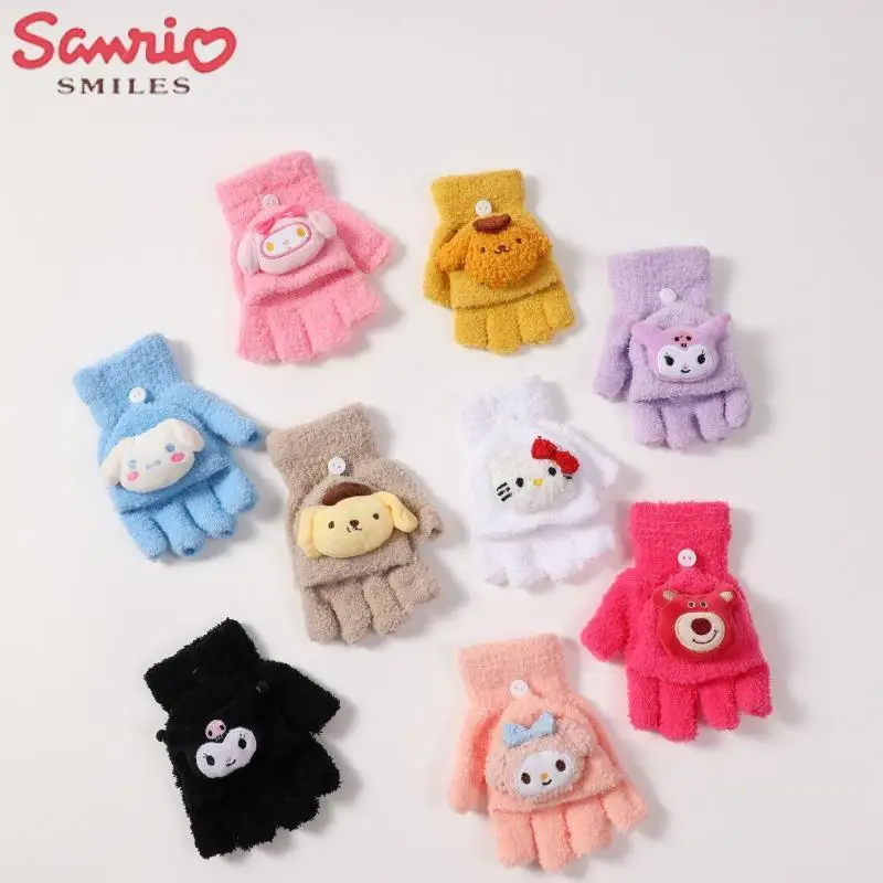 

2023 Sanrio Детские Мультяшные перчатки Cinnamoroll Mymelody полачко зимние новые плюшевые утепленные варежки для мальчиков вязаные перчатки для девочек