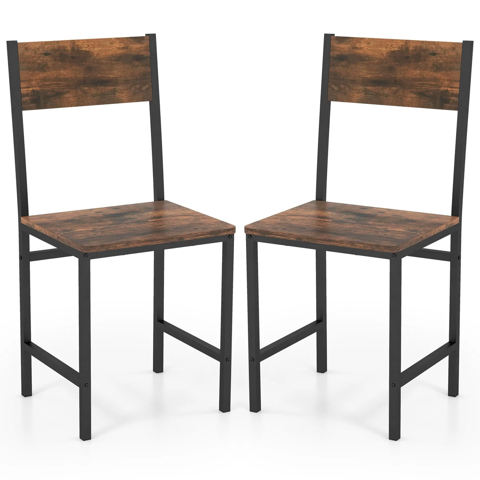 GOFLAME Set of 2 Dining Chairs Armless Dinner Chairs w/Metal Legs-Coffee