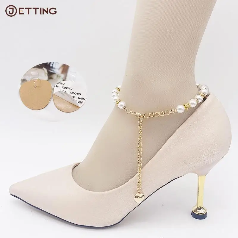 

1PC Women Shoelaces For High Heels Pearl Heels Band Shoe Belt Ankle Holding Anti-skid Bundle Tie Straps Band Shoes Decoration