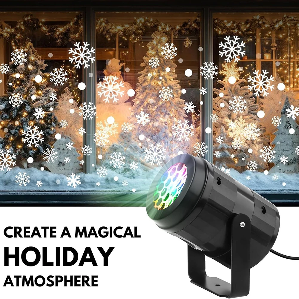 16 Pattern Night Light LED Snowflake Projector 360° Rotating Projection Lamp Home Christmas Festivals Party Decoration USB/EU