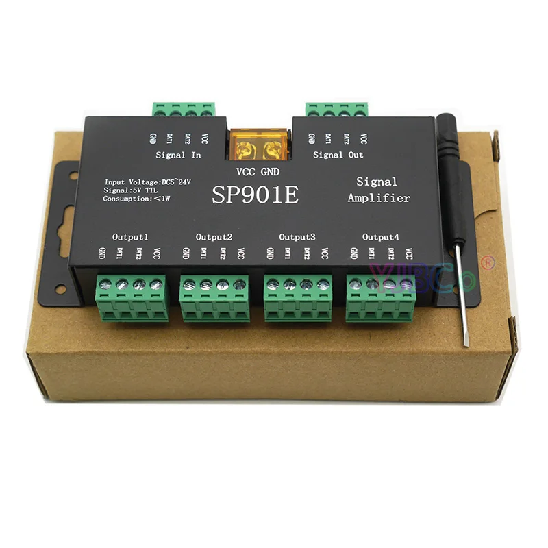 SPI Signal Amplifier Repeater SP901E for WS2812B WS2811 WS2815 RGB Addressable LED Pixel Strip Programmable Matrix Panel Light