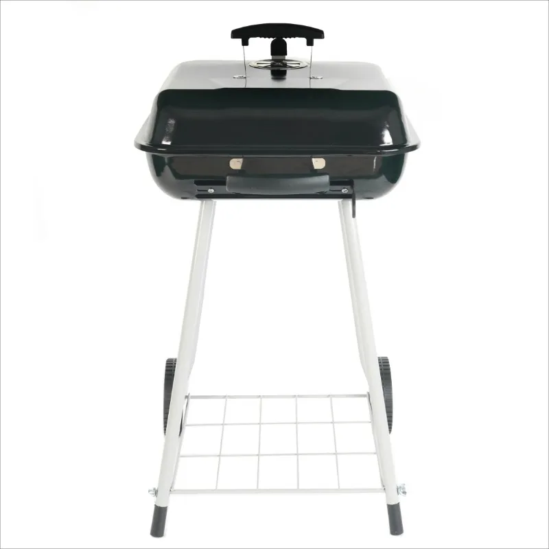 17.5" Square Steel Charcoal Grill on Wheels 3