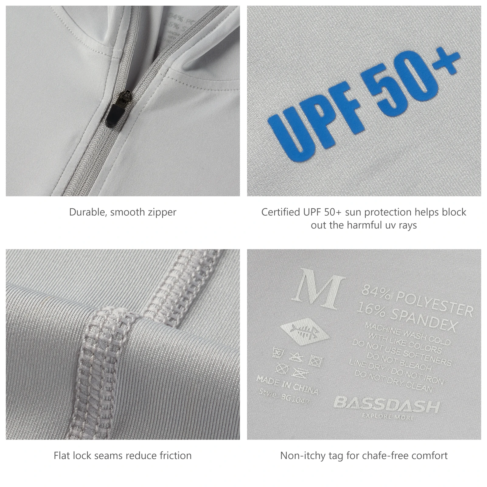 Fishing shirt Bassdash Men&rsquo;s UPF 50+ 1/4 Zip Fishing Hoodie Shirt Quick Dry Performance Long Sleeve Sun Protection FS24M
